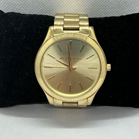 Michael Kors Slim Runway MK3179 Women's Gold Tone Analog Dial Wrist Watch JNA250 - Picture 1 of 11
